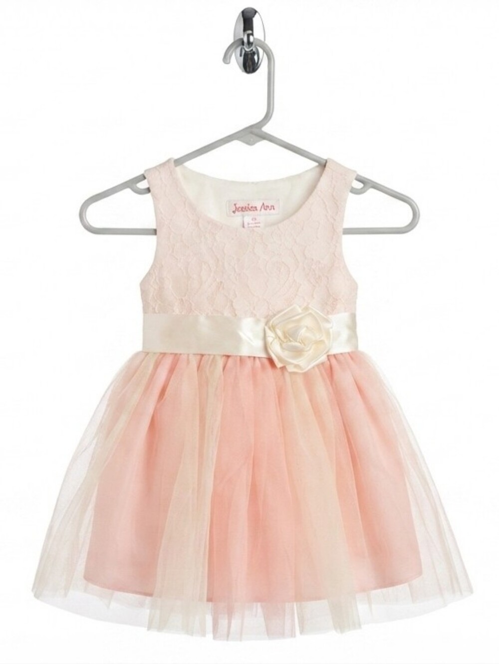 🦦5/$10🦦Jessica Ann Pink & Ivory Lace Tulle Party Dress Toddler Size 2T
